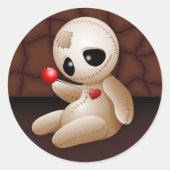 Voodoo Doll Cartoon in Love Ronde Sticker (Voorkant)