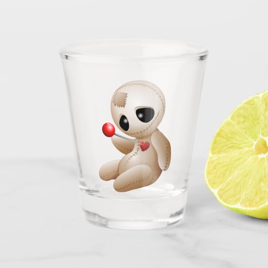 Voodoo Doll Cartoon in Love Shot Glas (Voorkant)