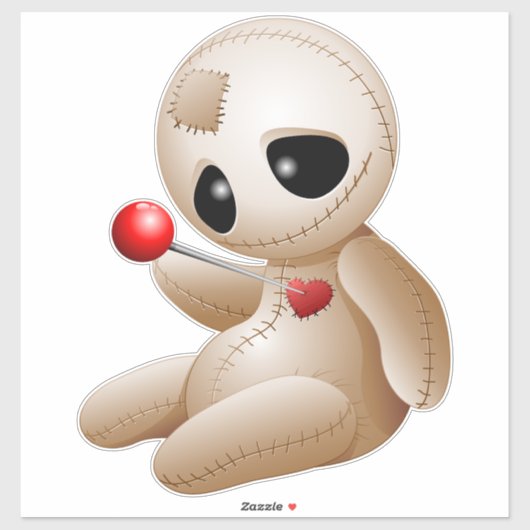 Voodoo Doll Cartoon in Love Sticker (Vel)