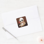 Voodoo Doll Cartoon in Love Vierkante Sticker (Envelop)