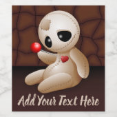 Voodoo Doll Cartoon in Love Wijn Etiket (Enkel label)