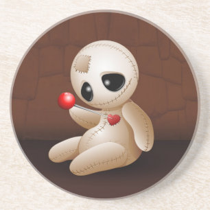 Voodoo Doll Cartoon in Love Zandsteen Onderzetter
