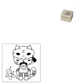 Voodoo Doll Cat 1x1 Rubberstempel (Gestempeld)