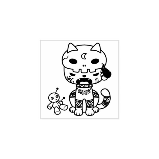 Voodoo Doll Cat 1x1 Rubberstempel (Afrduk)