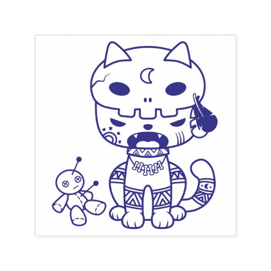 Voodoo Doll Cat Zelfinktende Stempel (Design)
