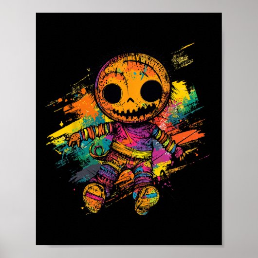 Voodoo Doll Creepy Schattige Halloween Poster (Voorkant)