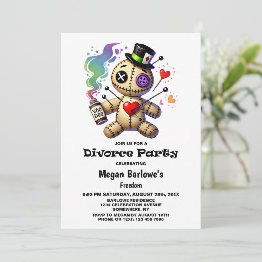 Voodoo Doll Echtscheidingsfeest Kaart (Staand voorkant)