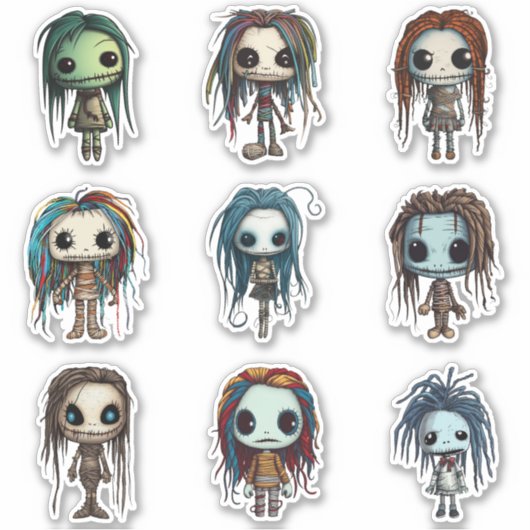 Voodoo Doll Geïnspireerde personages Sticker Set (Voorkant)