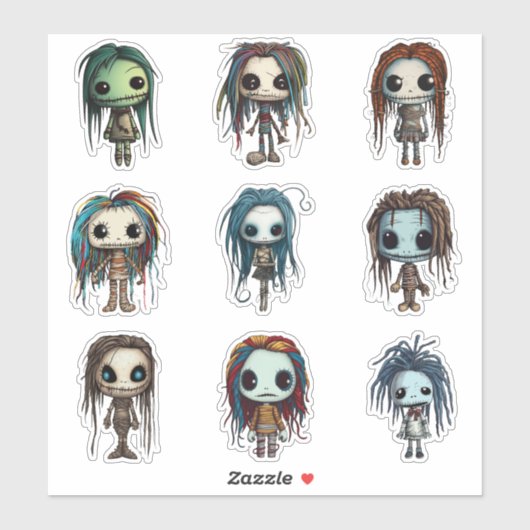 Voodoo Doll Geïnspireerde personages Sticker Set (Vel)