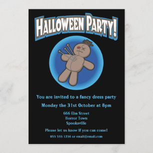 Voodoo Doll Halloween Invitation Kaart