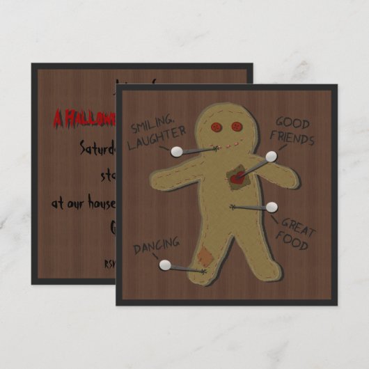 Voodoo Doll Halloween Party Invitation Kaart (Voorkant / Achterkant)