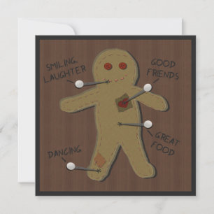 Voodoo Doll Halloween Party Invitation Kaart