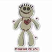 Voodoo Doll-hartkleintjes jagen je aan het denken Sticker (Voorkant)