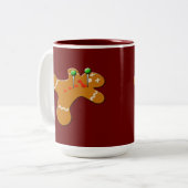 Voodoo Gingerbrood Man Kerstmis Humor Tweekleurige Koffiemok (Voorkant links)