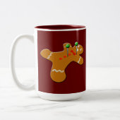 Voodoo Gingerbrood Man Kerstmis Humor Tweekleurige Koffiemok (Links)