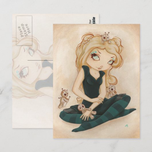 Voodoo gothic rag doll briefkaart (Voorkant / Achterkant)