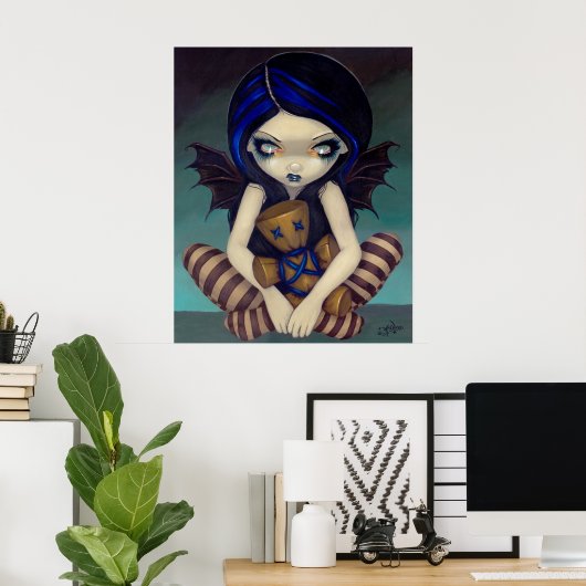 Voodoo in Blue gothic fairy Art Print (Thuiskantoor)