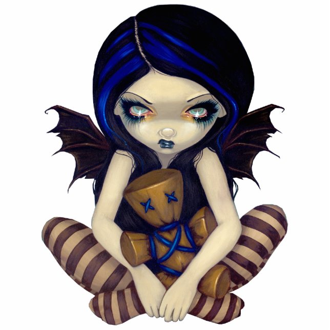 Voodoo in Blue gothic fairy photosculptuur Staand Fotobeeldje (Voorkant)