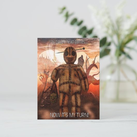 Voodoo-ing 1 "Hoofd Spelletjes" GRAPPIG Briefkaart (Staand voorkant)