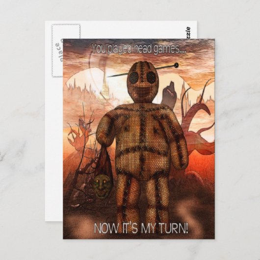 Voodoo-ing 1 "Hoofd Spelletjes" GRAPPIG Briefkaart (Voorkant / Achterkant)