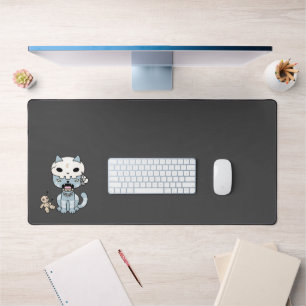 Voodoo Kat op Donkergrijs Bureaumat