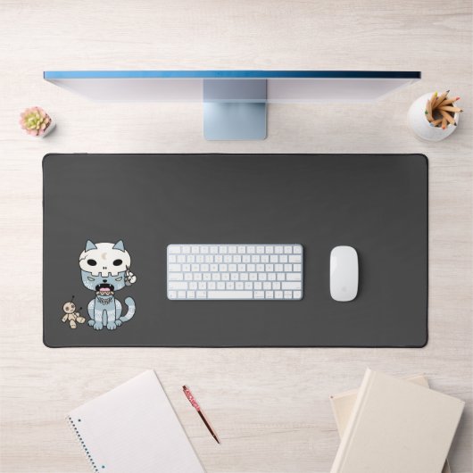 Voodoo Kat op Donkergrijs Bureaumat (Kantoor 1)