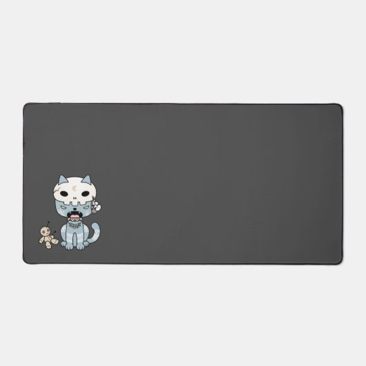 Voodoo Kat op Donkergrijs Bureaumat (Voorkant)