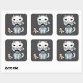 Voodoo Kat op Donkergrijs Vierkante Sticker (Vel)
