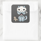 Voodoo Kat op Donkergrijs Vierkante Sticker (Tas)