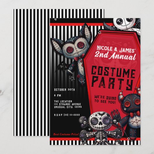 Voodoo Knuffels Kist Halloween Kostuum Feest Kaart (Voorkant / Achterkant)