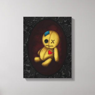 Voodoo lappenpop met knopen, patches en spelden canvas afdruk