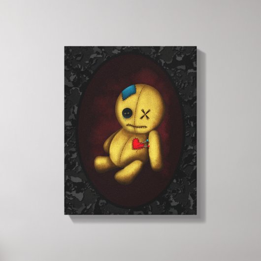 Voodoo lappenpop met knopen, patches en spelden canvas afdruk (Voorkant)