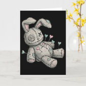 Voodoo Pop Bunny Naalden Hart Hartzeer Pasen Kaart (Gele Bloem)