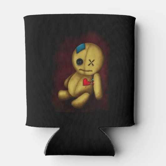 Voodoo Rag Doll met knoppen Patches en pinnen Blikjeskoeler (Achterkant)