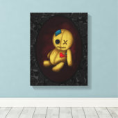 Voodoo Rag Doll met knoppen Patches en pinnen Canvas Afdruk (Insitu (Houten vloer))