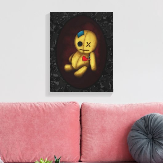 Voodoo Rag Doll met knoppen Patches en pinnen Canvas Afdruk (Insitu (Woonkamer))
