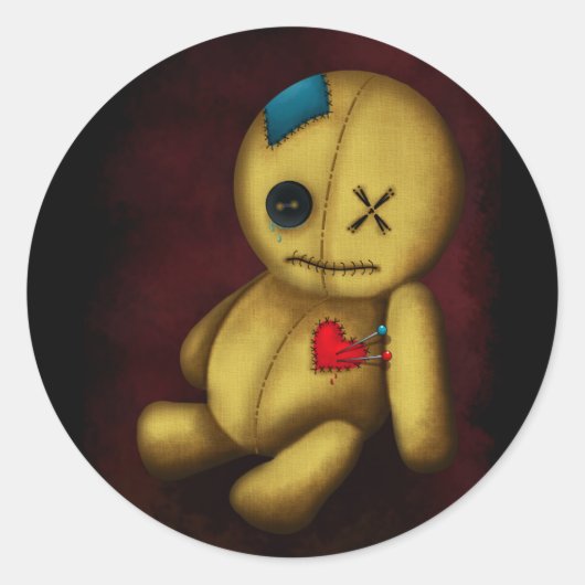 Voodoo Rag Doll met knoppen Patches en pinnen Ronde Sticker (Voorkant)