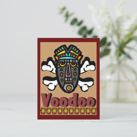 Voodoo Spell Mask Briefkaart (Staand voorkant)