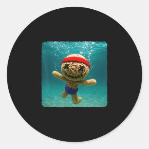 Voodoodol Duikt Onderwater Oceaan Duiker Zwemmen Ronde Sticker
