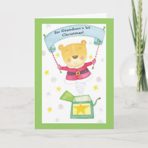 Voor 1st Kerstmis van de Kleinzoon Feestdagen Kaart