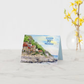 Voor 30e Verjaardag Runswick Bay Waterverf Schilde Kaart (Gele Bloem)