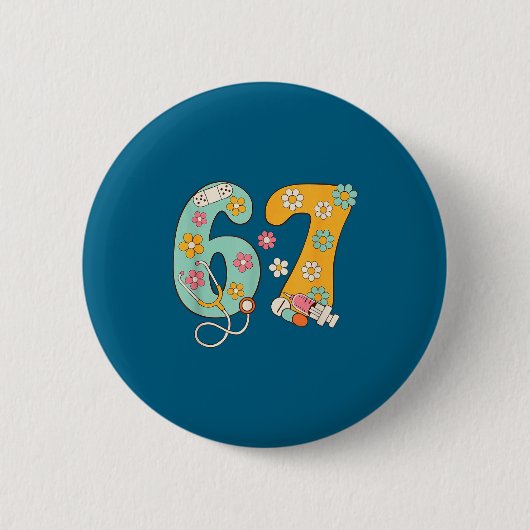 Voor 67 Verpleegster 67 Meme Dokter Ronde Button 5,7 Cm (Voorkant)