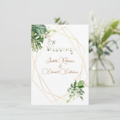 Voor & achter Groen Tropisch blad Goud Geometrisch Kaart (Staand voorkant)