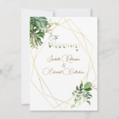 Voor & achter Groen Tropisch blad Goud Geometrisch Kaart (Voorkant)