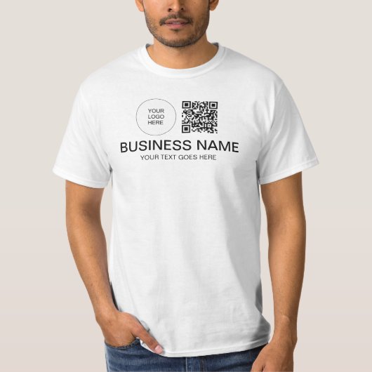 Voor & Achterdruk Sjabloon Mannen QR Code Logo Wer T-shirt (Voorkant)