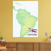 Voor Adventure Amazon regenwoud Brazilië kaart Canvas Afdruk (Insitu (Woonkamer))