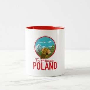 Voor Adventure Poland Travel logo Tweekleurige Koffiemok