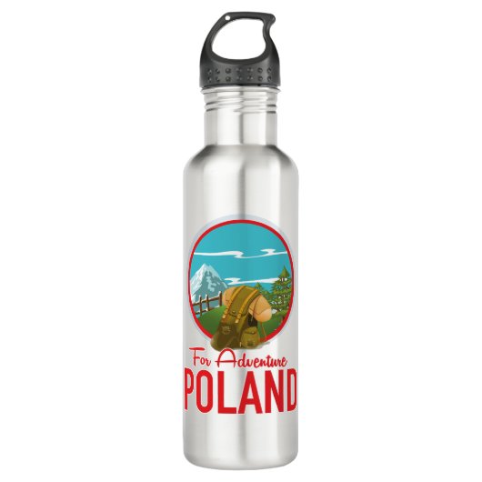 Voor Adventure Poland Travel logo Waterfles (Voorkant)