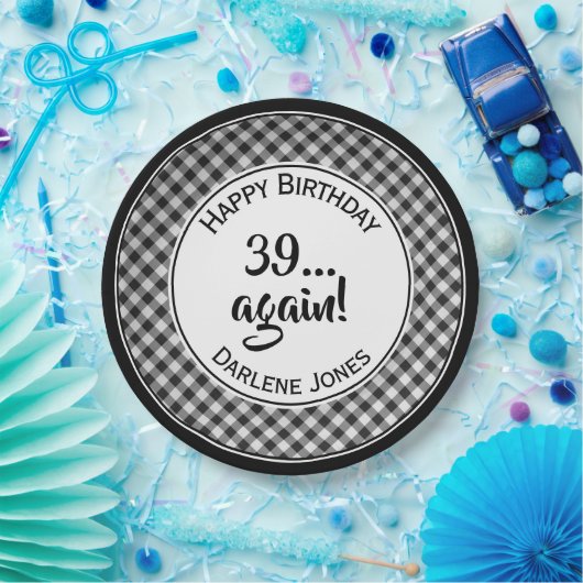 Voor alle leeftijden, zwarte gingham Checkpattern Papieren Bordje (Feest)