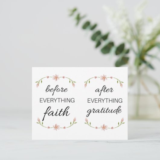 Voor alles GELOOF Na alles DANKBAARHEID Briefkaart (Staand voorkant)